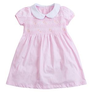 Girls Pink Smocked Dress